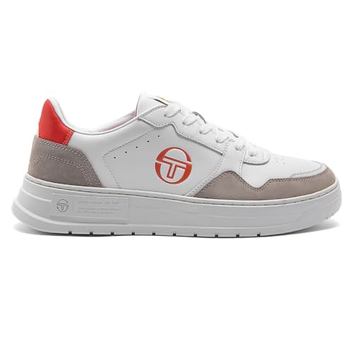 Sergio Tacchini Court Classic MP - Zapatillas unisex para hombre y mujer, con cordones, tallas 36-46, Tofu blanco Ponciana Red 3515, 43 EU