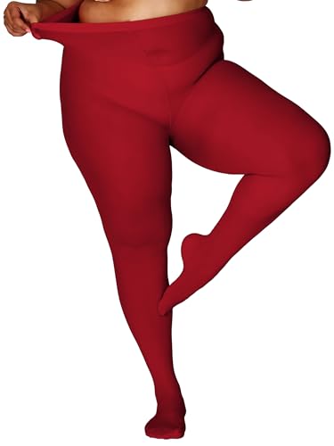 Image of DancMolly Plus Size Tights for Women, Control Top Semi Opaque Nylon Pantyhose High Waist