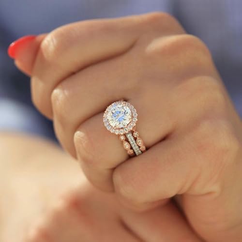 VCODWCSJO Elegante y Sencillo Anillo de circonita de Tres Piezas para Mujer Series-AJZ72-9