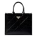 Prada Womens Symbole Soft Calfskin Leather Nero Black Triangle Quilted Tote Bag 1BA379 (New)