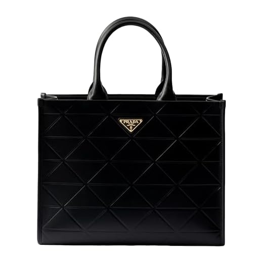 Prada Womens Symbole Soft Calfskin Leather Nero Black Triangle Quilted Tote Bag 1BA379