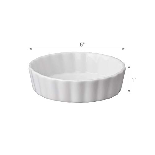 HIC Round Creme Brulee, Fine White Porcelain, 5 x 1-Inch, Set of 6