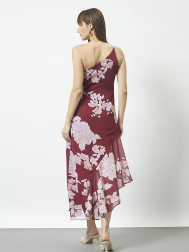 Image of Trend Arrest.ed Women's Floral One-Shoulder Cocktail Dress | Asymmetrical Hem with Lining | Adjustable & Removable Pads | Elegant Fit for Party, Wedding & Special Occasions