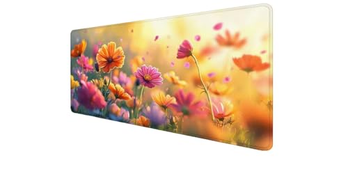 Tapis souris XXL gaming étanche grand format tapis de bureau motif fleurs
