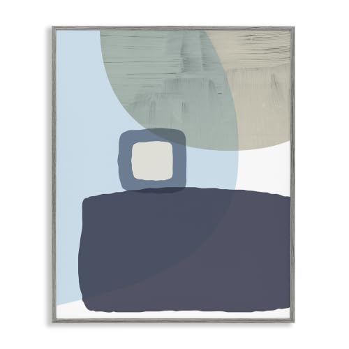 Modern Blue Geometric Abstract Shapes, 11 x 14 Inch Framed Giclée Print