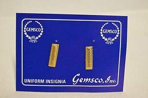 LT Lieutenant Bars Corrugated 3-4 Gold Pair Collar Pins Rank Insignia Police PD by HighQ Store