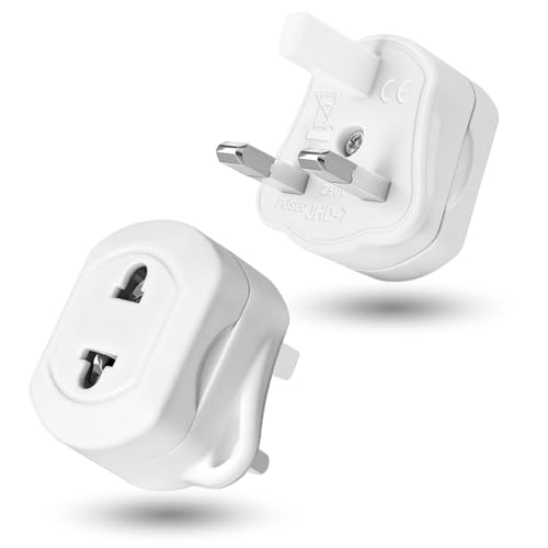 2-PACK Shaver Plug Adaptor UK,SHUOMAO 2 Pin to 3 Pin Toothbrush Converter Plug with 13A Fuse,Toothbrush Charger Adapter UK,Bathroom Electric Shaver Razor Adaptor for Epilators Bathroom,for US EU Plug