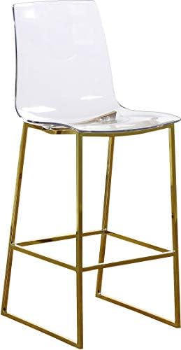Meridian Furniture Lumen Collection Modern Contemporary Acrylic Counter Stool with Stainless Steel Base, 16.5″ W x 20″ D x 42″ H, Gold