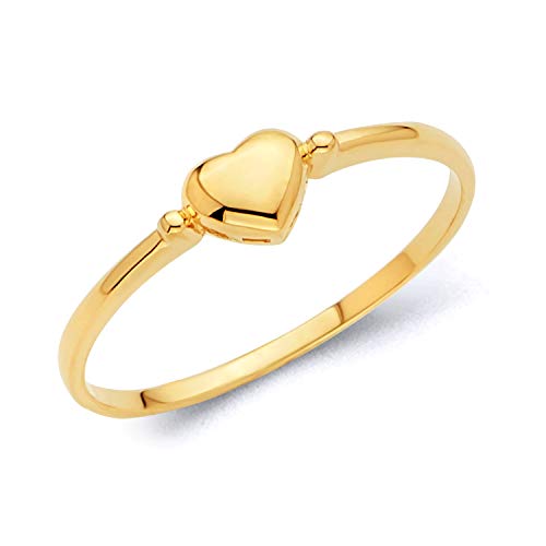 14k Yellow OR White Gold SOLID Heart Fashion CZ Statement Ring