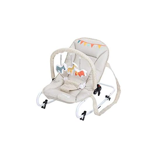 Safety 1st Koala Gandulita reclinable para bebé con funcion mecedora, Hamaca con arco de juego, ligera y compacta, color happy Day