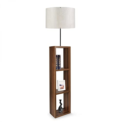Lampadaire stable en métal blanc noyer pour éclairer un salon sombre