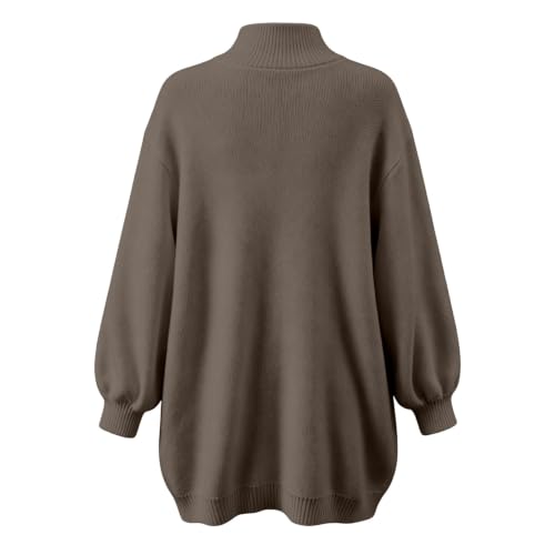 TRCELECTROP Turtleneck Sweater Dress for Women 2026 Fall Oversized Long Sleeve Short Dress Winter Chunky Knit Mini Dresses Coffee - image 4