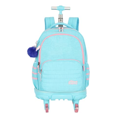 Mochila com Rodinhas 360° e Alças Stitch Turquesa MC49232SC Luxcel