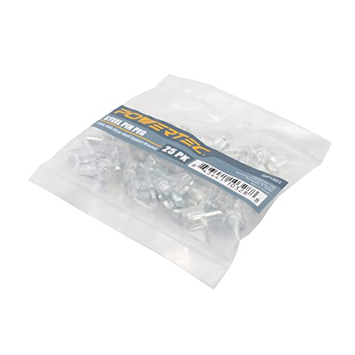 POWERTEC QP1501V 5mm Clear Shelf Pegs 25 pcs, Shelf Pins Support Pegs for Shelves, Kitchen Cabinet Shelf, Bookshelf, Closet and Furniture, Nickel Plated Shelf Holders Metal Pin Pegs