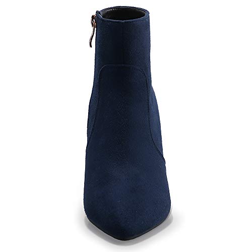 IDIFU Women's CLARA-Z Pointed Toe High Heel Ankle Booties Zipper Buckle Strap Short Boots3