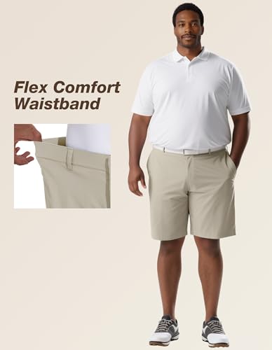 PULI Men's Big & Tall Golf Shorts Stretch 10 Inch Inseam Waterproof Lightweight Qiuck Dry Hiking Shorts2