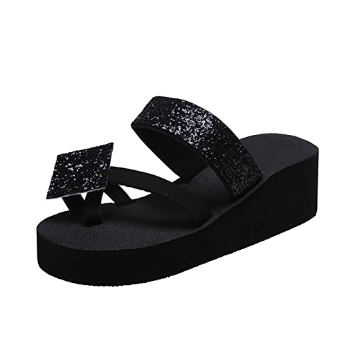 Yanzhenglip Wedge Sandals for Women Women's Summer Flip Flops Casual Rhinestone Butterfly Sandals Outdoor Clip Toe Slippers Beach Shoes Fashion3