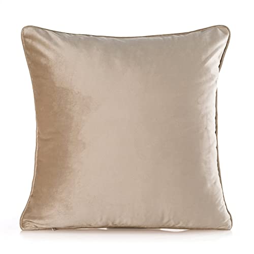 Wycian Kissenbezüge Deko, Cushion Cover Beige 45X45cm Samt Einfarbig Dekor Schlafzimmer Wohnzimmer Couch Büro 1er