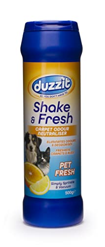 Duzzit Shake & Fresh Carpet Freshener Powder | Eliminates Odours & Neutralises | Freshens Carpets, Rugs and Mats - Simply Sprinkle and Vacuum (Pet Fresh, 500g)