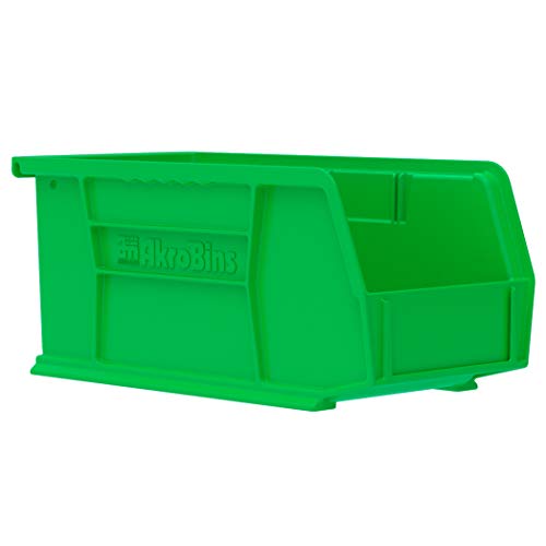 Akro-Mils 30230 Akrobins Plastic Hanging Stackable Storage Organizer Bin, 11-Inch X 5-Inch X 5-Inch, Green, 12-Pack #TOP3