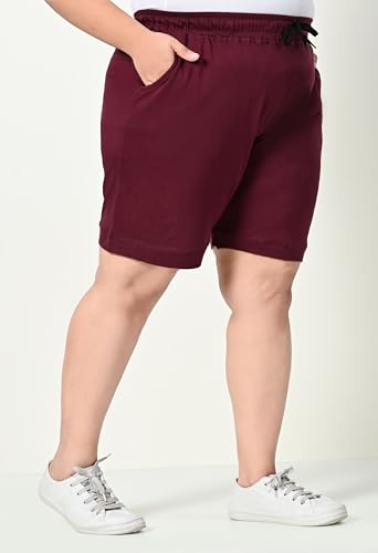 Image of Women's Plus Size Bermunda Shorts | Knee Length Cotton Short | Half Pants for Womens