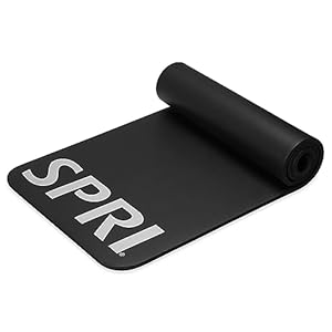 SPRI 12mm Pro Fitness Matt – Thick Exercise Mat for Floor Workouts, Sit-Ups, Push-Ups, Stretching, Toning, and General Fitness – Non-Slip Texture, Cushioned, Portable Rolling Mat with Carrying Strap