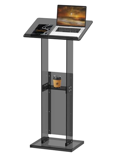 La mejor selección de Atriles y podios que Puedes Comprar On-line. 47 Soporte de podio acrílico con estante de almacenamiento, atril negro moderno de 45.5 pulgadas con plataforma de lectura para aula, bodas, conferencias, conciertos, podios de...