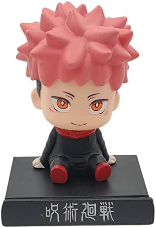 AUGEN Super Hero Itadori Yuji Jujutsu Kaisen Action Figure Limited Edition Bobblehead with Mobile Holder for Car Dashboard, Office Desk & Study Table (Pack of 1)(Plastic)