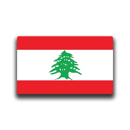 Image of World Country Flag Decal Stickers - Two Pack - for Cars Windows Bumpers Laptops Tablets Tumblers Cups Walls (Lebanon)