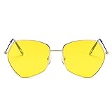  2THTHT2 Gafas De Sol para Mujer 90S Ojo De Gato Clásico Diseñador De La Marca Gafas De Sol Hexágono Amarillo