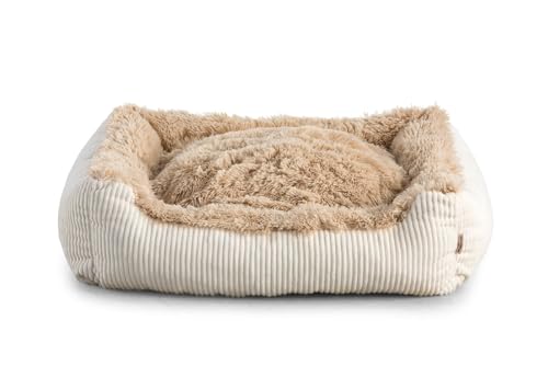 Gutekissen® Shaggy Hundebett Mittelgroße Hunde - Hundekissen Waschbar - Farb- und Größenwahl (M - 80x70, Beige)