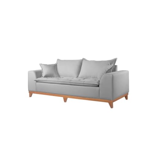 Sofá 2 e 3 Lugares Lotus Linha Alta Luxo Para Sala de Estar e TV com Almofadas Confortáveis e Base em Madeira de Eucalipto Tratado (Cinza)