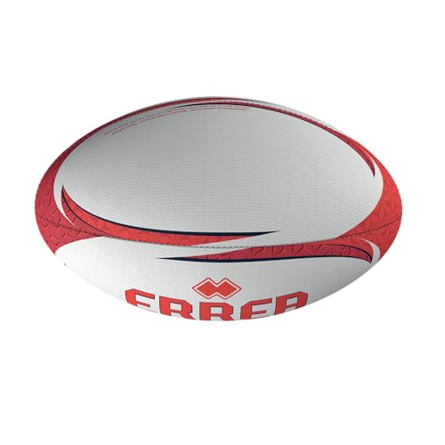 ERREA Rugby Academy Heritage HA0J0Z05120 New Grip Tech 3-Layer Hand-Sewn Rugby Ball for Training (5 Size) White/Red/Navy