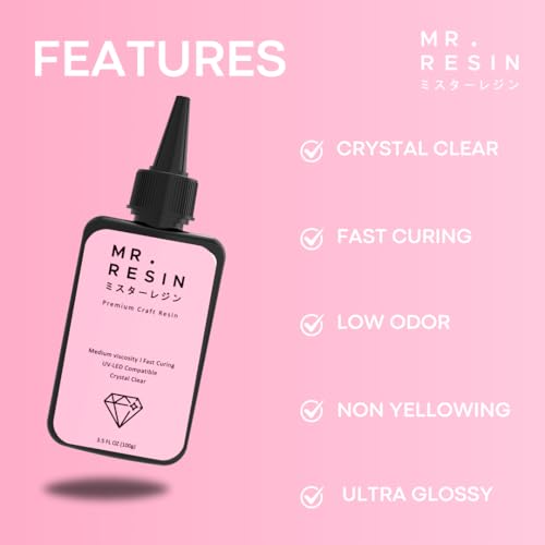 UV Resin - Mr. Resin 200g kit with Light Extra Fast Curing! Crystal Clear Resin for Crafts : Molds, Doming, Keychains & Jewelry Making with UV Lamp 200 Grams