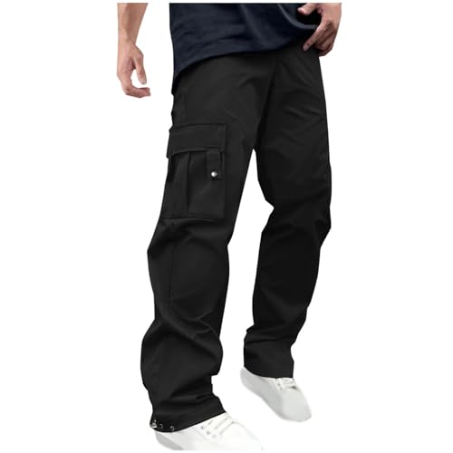 Muscularfit Men's Cargo Pants Lightweight Multi Pockets Causal Elastic Waist Loose Cotton Straight Sweatpant Outdoor Fashion