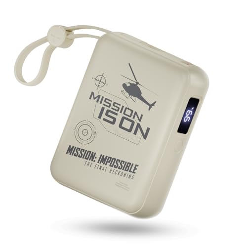 Image of Mobilla x Mission: Impossible - MPower X2 Limited Edition Powerbank | 27W High-Speed Output | 10000mAh Battery | Built-In Type-C & Lightning Cables | Dual Fast Charging Ports | Battery Display (Cream)