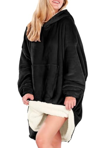 La Mejor Recopilación de Sudaderas para Mujer del mes. 42 SHVE SHENDY VENDY Sudadera Cobija Hoodie con Capucha Afelpada Calientita Suave Negro Unitalla