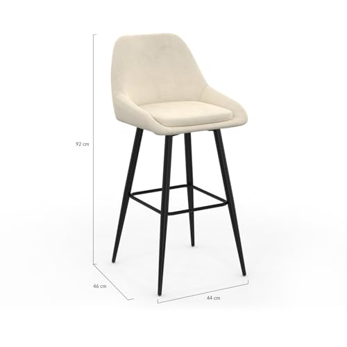 Lot de 2 tabourets de bar THALYA en velours avec demi accoudoirs - vue 3