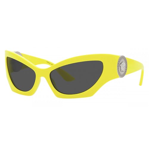 Versace VE 4450 541887 Neon Yellow Plastic Cat-Eye Sunglasses Grey Lens by Versace - Used condition - US$63.82
