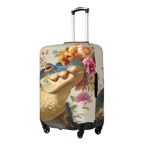 Cute Alligator Elastic Travel Luggage Cover, Washable Spandex Suitcase Protector, Anti-Scratch Fits 18-32 Inch2
