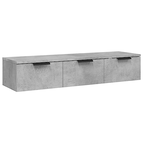 vidaXL Wandschrank TV Schrank Hängeschrank Fernsehschrank Lowboard Fernsehtisch HiFi TV Möbel Wohnzimmer Betongrau 102x30x20cm Holzwerkstoff