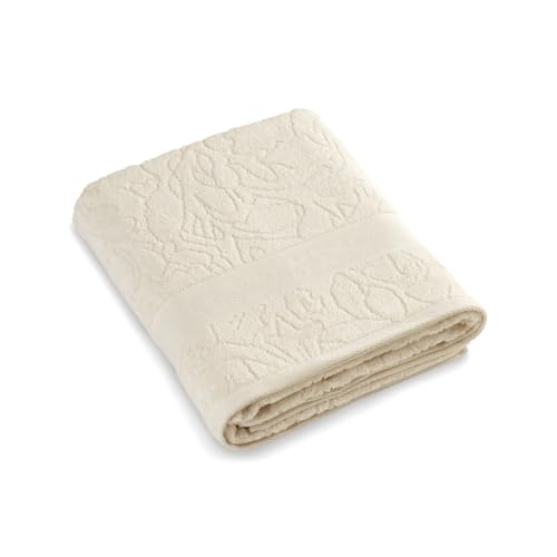 Pure Cotton - Maxi Drap de Bain - Tissu en Coton Peigné - Doux au Toucher - Standard 100 par Oeko-TEX - Lavable à 40 °C - 100 x 150 cm - Ivoire