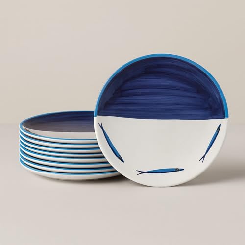 Generico Lot de 12 assiettes plates en céramique artisanale Ø 32 cm style vietrese - peint à la main - assiette de service, service de table -Vietri-côte...