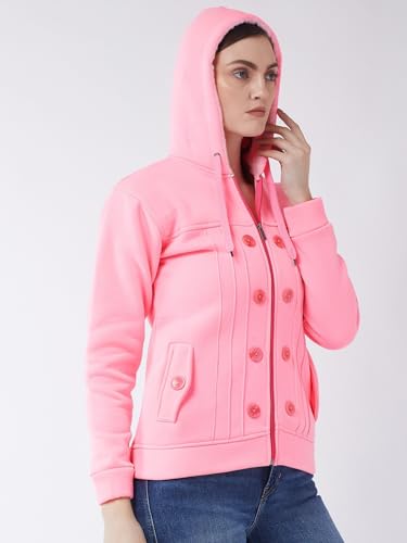Image of Pivl Casual Solid Full Sleeves Stylish Women Fleece Jacket with Zipper Hoodie II Hooded Neck II Winter Wear