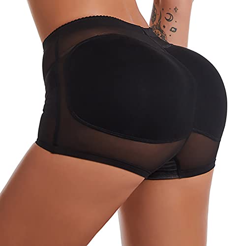 Womens Seamless Padded Butt Lifter Panties Extra Firm Tummy Control Hip Pads Shapewear Body Shaper Underwear Booty Pads Control Panties Fake Butt For Women Removable Pads Black #TOP6