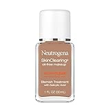 Neutrogena SkinClearing Oil-Free Acne and Blemish Fighting Liquid Foundation with Salicylic Acid Acne Medicine, Shine Controlling, for Acne Prone Skin, 135 Chestnut, 1 fl. oz