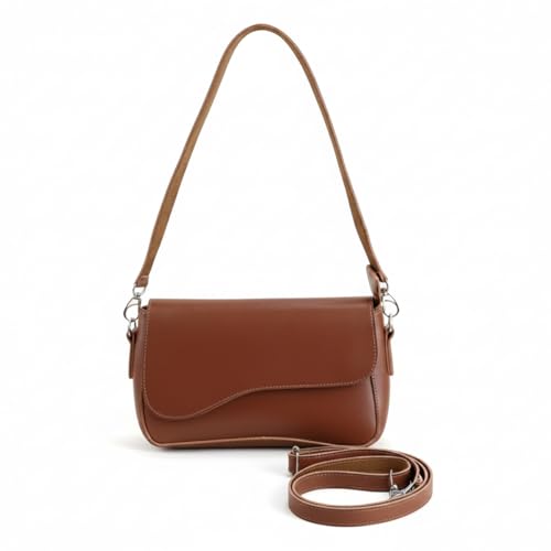 Bolsa Feminina Baguete Transversal Ombro Tiracolo Lisa (MARROM)