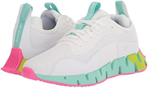 Reebok Women's Zig Dynamica Running Shoe, White/Hint Mint/Acid Yellow, 6 | Image 6