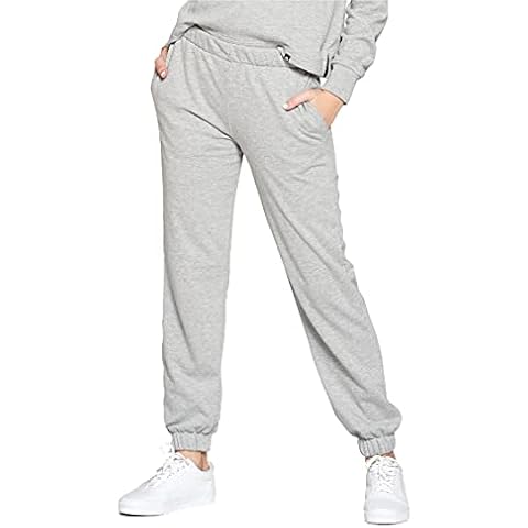 EVCR Women’s Cinch Bottom Elastic Waistband Jogger Pants Lounge Trousers with Pockets (Heather Grey, Large) Cover
