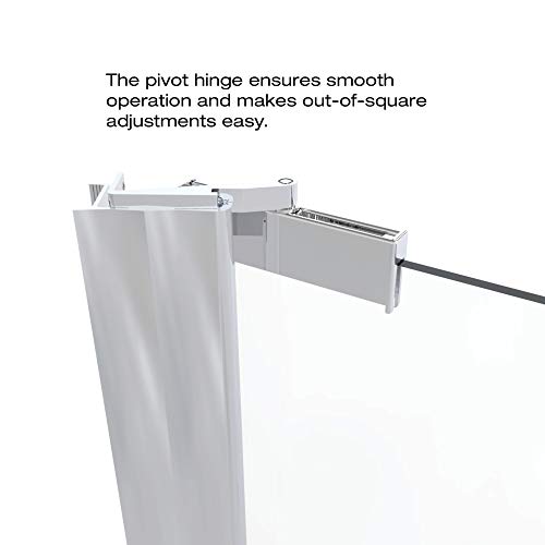 Basco Armon 32.75 To 34.25 In. Width, Semi-Frameless Pivot Shower Door, Clear Glass, Silver Finish #TOP3